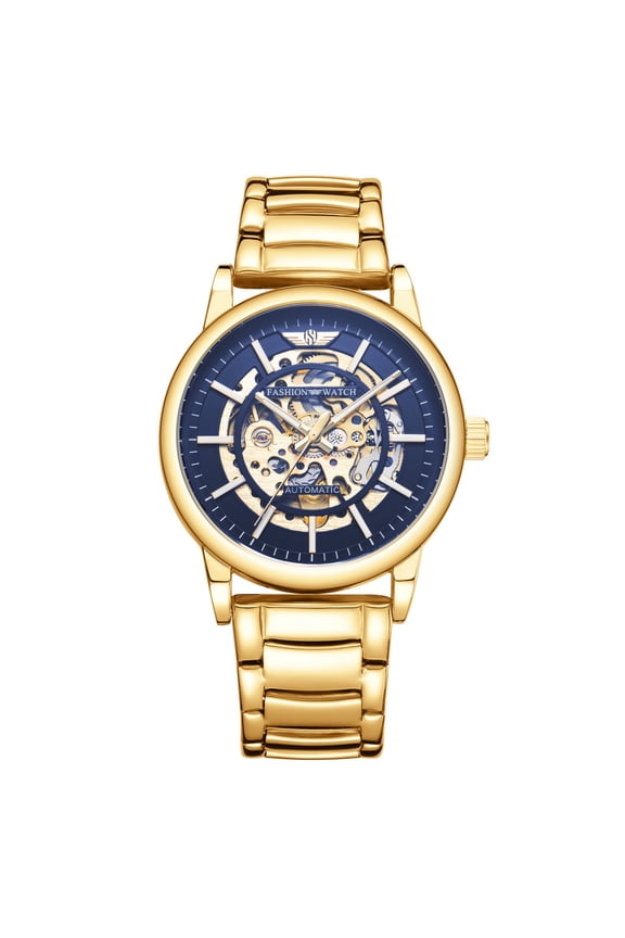 Men's Automatic Timepiece – Skeleton Design, Durable Steel Band, Waterproof Function