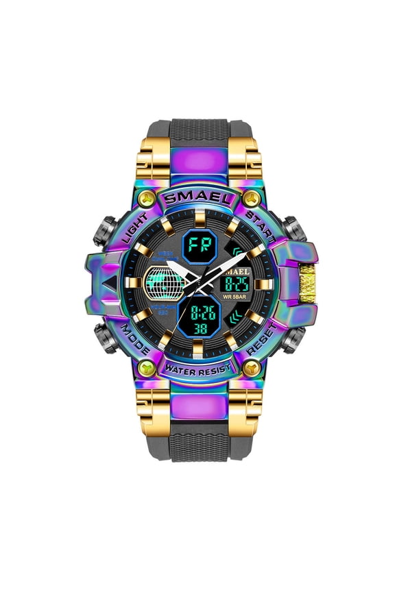 Men's Colorful Digital Watch – Waterproof, Alloy Case, Multifunctional Sport Design