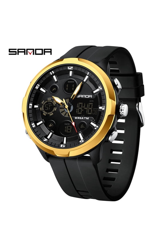 Men’s Dual Display Sports Watch – Waterproof Digital Analog Wristwatch with Alarm & LED Backlight