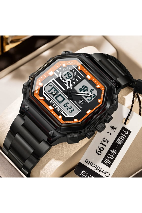 Men's Electronic Quartz Watch – Stylish Square Dial with Multifunction Features