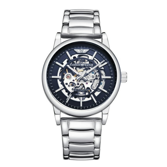 Explojoy Men's Skeleton Mechanical Watch – Automatic Movement, Waterproof, Stainless Steel Strap
