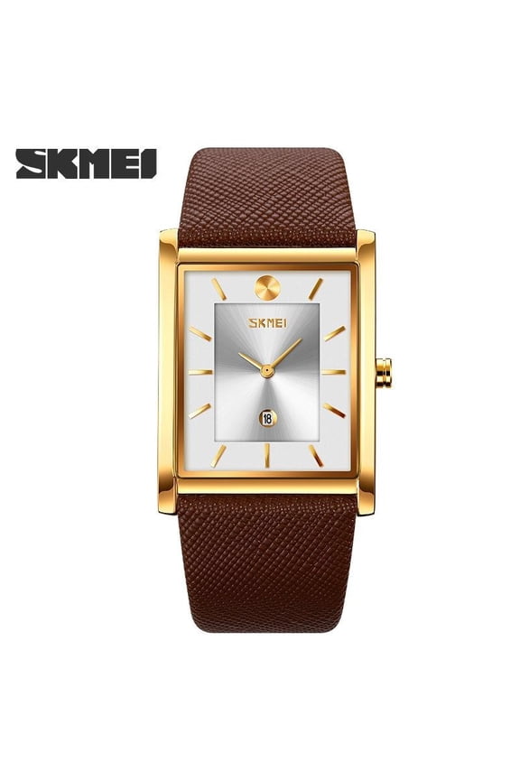 Minimalist Men's Quartz Timepiece – Square Face, Water Resistant, Genuine Leather Band