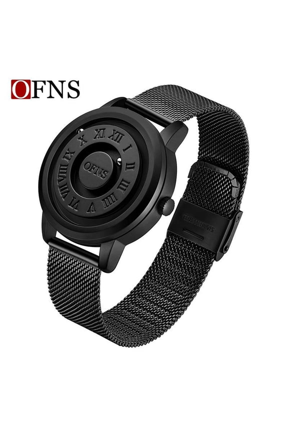 Modern Men’s Quartz Watch – Waterproof No-Glass Design, Steel Mesh Strap, Unique Ball Dial