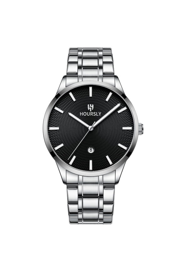 Modern Men's Quartz Wristwatch – Polished Stainless Steel with Luminous Markers