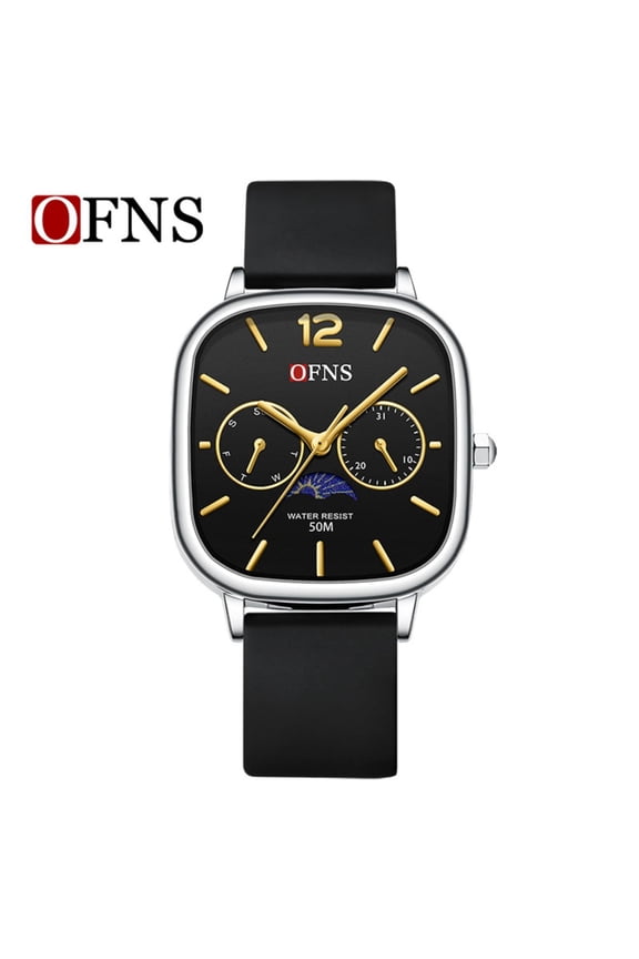 Modern Unisex Quartz Watch – Waterproof Square Dial, Slim Casual Wristwatch with Date Function