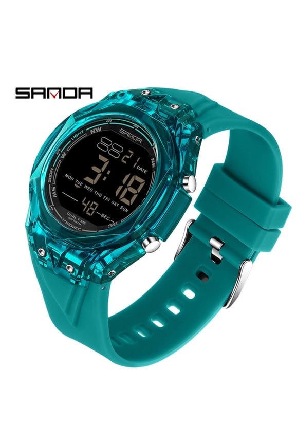 Multifunction Transparent LED Sport Watch – Countdown, Stopwatch, Alarm