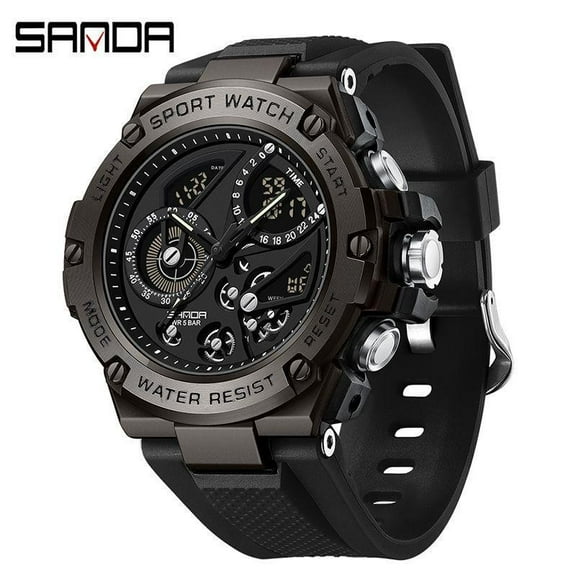 Explojoy Multifunctional Men's Watch – Digital and Analog Display, Waterproof, Alloy Housing