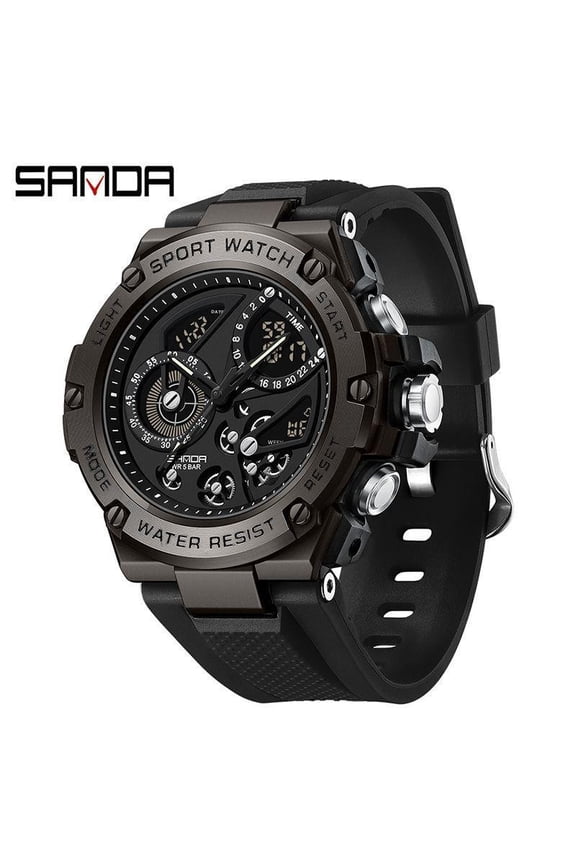 Multifunctional Men's Watch – Digital and Analog Display, Waterproof, Alloy Housing