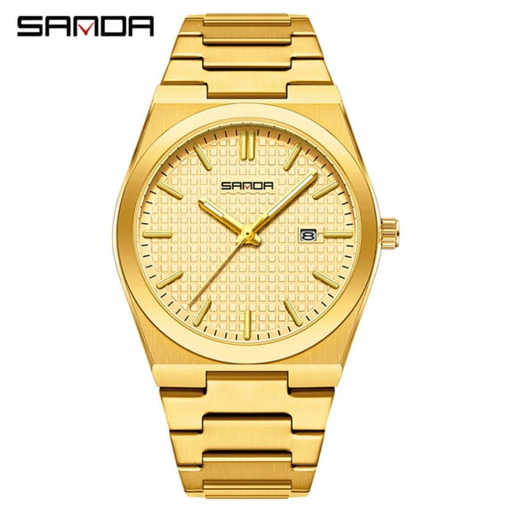 Explojoy Stylish Men’s Quartz Watch – Waterproof Business Casual Wristwatch, Stainless Steel Band, Date & Glow Dial