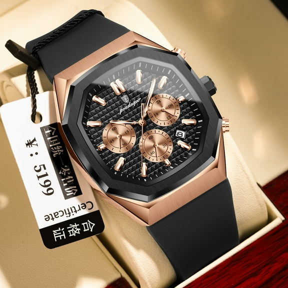 Explojoy Stylish Men's Quartz Watch – Waterproof Design and Glow-in-the-Dark Features