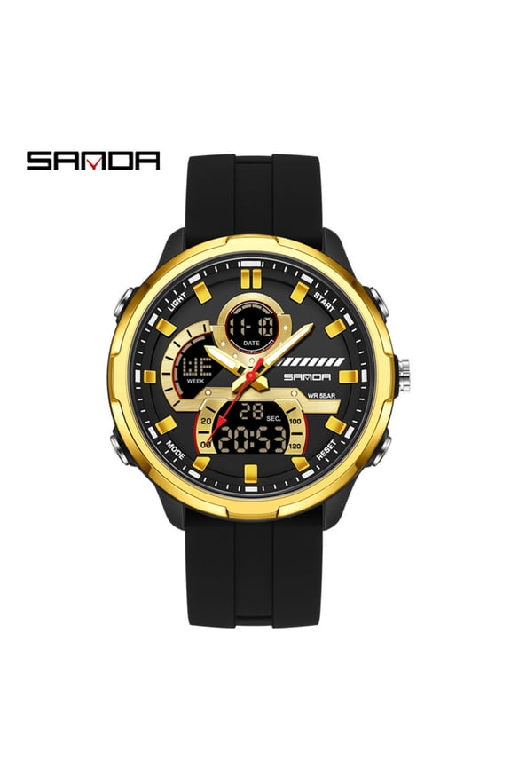 Stylish Sports Watch for Men – Waterproof Dual Display, Multifunction Digital Analog, Alarm & LED Light