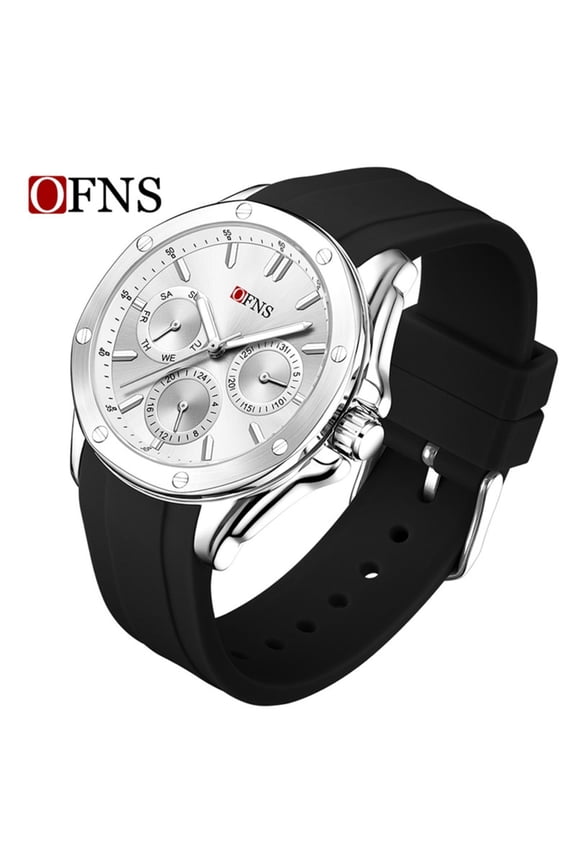 Stylish Unisex Quartz Watch – Waterproof Luminous Dial, 6-Hand Movement, Silicone Band