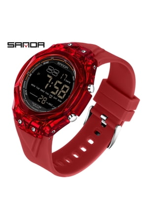 Transparent Digital Sport Watch Waterproof 50M Countdown Timer for Teens