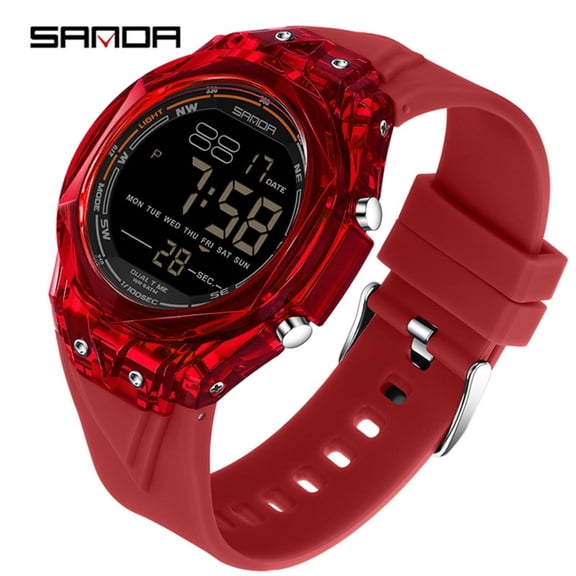 Explojoy Transparent Digital Sport Watch Waterproof 50M Countdown Timer for Teens