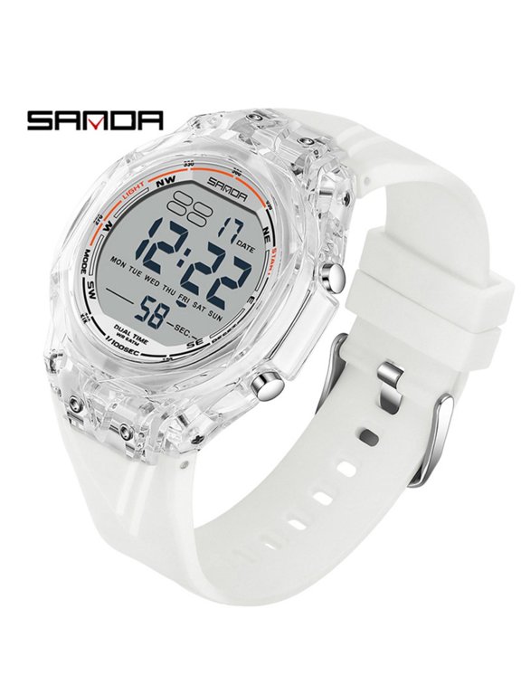 Trendy Unisex Transparent Digital Watch – Waterproof Outdoor Fitness Timer