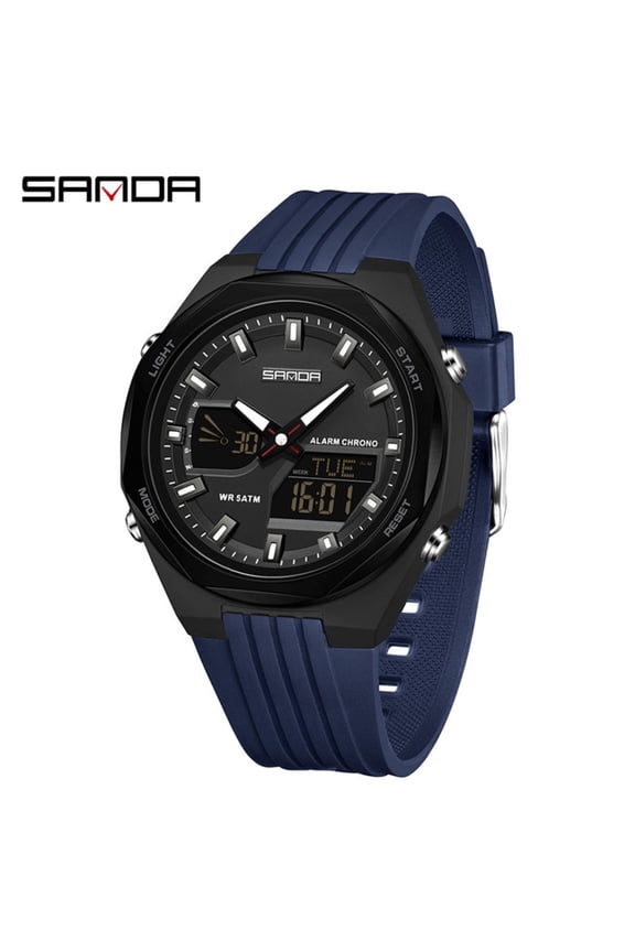 Waterproof Digital Sports Watch, World Time Chronograph, Shock Resistant for Men & Women