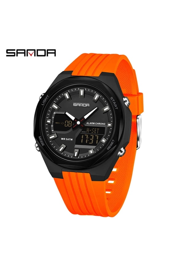 Waterproof Digital Sports Watch, World Time Chronograph, Shock Resistant for Men & Women