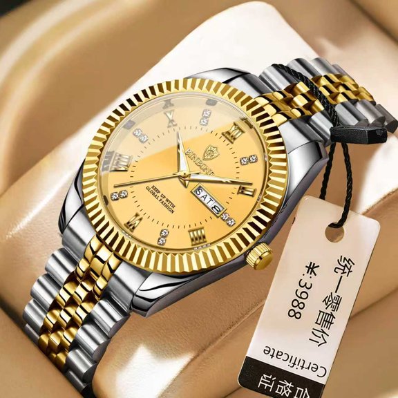 Explojoy Waterproof Men Watch with Day Date Display Luminous Hands Quartz Wristwatch
