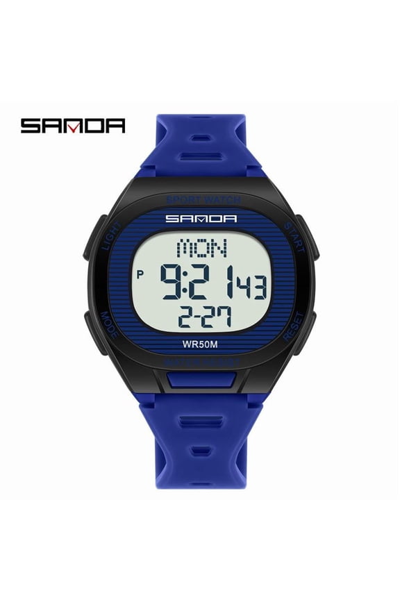 Waterproof Multi-Function Digital Watch – Square Case with Backlight and Calendar