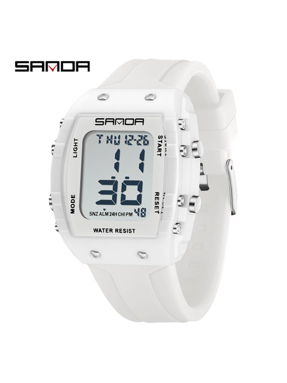 Waterproof Sports Digital Watch – Student Barrel Shape Wristwatch, Dual Time & Countdown Timer