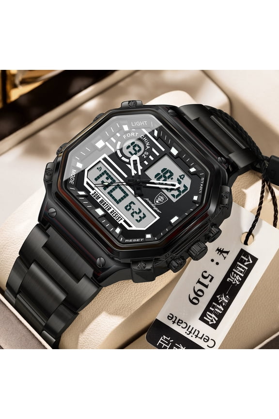 Waterproof Stainless Steel Watch for Men – Modern Square Face & Quartz Movement