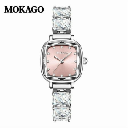 Explojoy Women's Square Quartz Watch – Elegant Crystal Face with Polished Metal Design