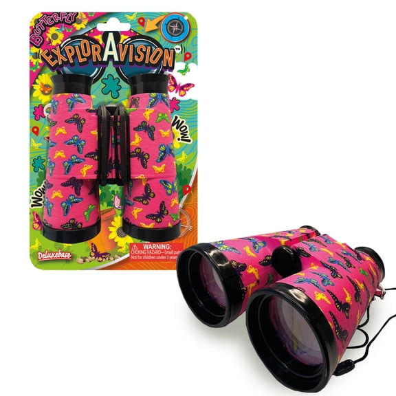 ExplorAvision - Butterfly Binoculars by Deluxebase. Compact Animal Binoculars for Kids Ages 3+. Educational Outdoor Explorer Toy for Boys and Girls.