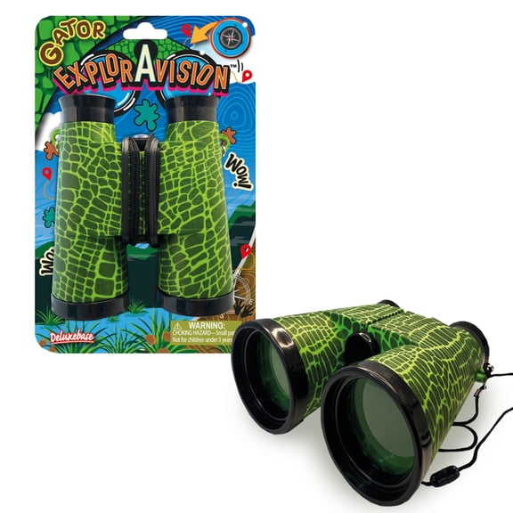 ExplorAvision - Gator Binoculars by Deluxebase. Compact Animal Binoculars for Kids Ages 3+. Educational Outdoor Explorer Toy for Boys and Girls.