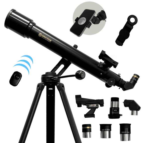 TourStar Pro 70AZ Refractor Telescope For 70mm aperture 700mm Focal Length Telescope - Manual Alt-AZ Telescope  For Holiday and Adult - Bonus Smartphone Adapter and remote shutter