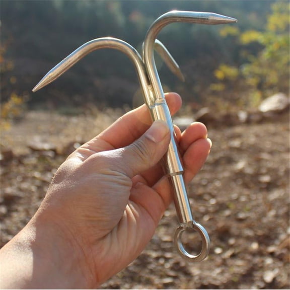 Grappling Hook Set For Outdoor Adventures: Heavy Duty Climbing Claw With Three Jaw Grab, Stainless Steel Construction Ideal For Tree Limb Removal, Exploration, Mountain Climbing,