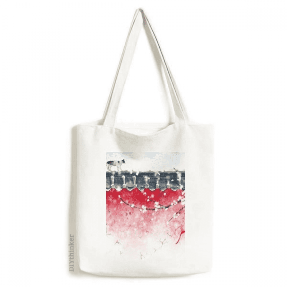 Exploration For Snow Chinese Watercolor Tote Canvas Bag Shopping Satchel Casual Handbag
