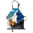 thumbnail image 1 of Explore Apron Winter Season Design Mountain Road Ski Holiday Themed Cartoon Style Composition, Unisex Kitchen Bib Apron with Adjustable Neck for Cooking Baking Gardening, Multicolor, by Ambesonne, 1 of 3