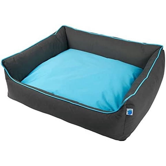 Explore Bolster Dog Bed with EVERFRESH Probiotic Technology for Natural, Non-Toxic Odor Control- Blue, Large