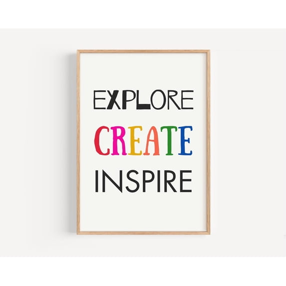 Inspire Taglines Explore Create Inspire Colorful Inspirational Quote Rainbow Typography ...