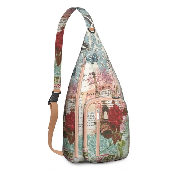 Explore Crossbody Sling Bag - Multi-Purpose Travel Backpack with Vintage Journey Motifs, Perfect for Students & Outdoor Enthusiasts