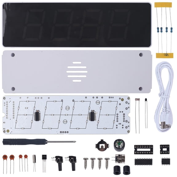 Explore Electronics with This Colorful For DIY Digital Clock Kit Features Time, Date, and Multiple Alarms in a Creative Soldering Experience (White)