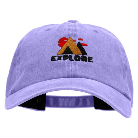 Explore Embroidered Unstructured Cotton Cap - Purple OSFM