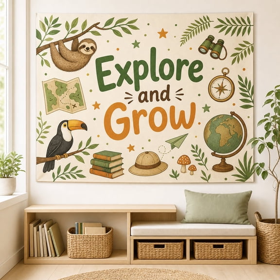 Explore & Grow Classroom Tapestry | Back to School Teacher Wall Decor