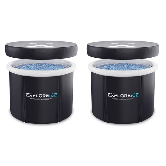 Explore Ice Bath Pro Max XL Athlete Cold Bath Tub, 2 Pack, Black/White