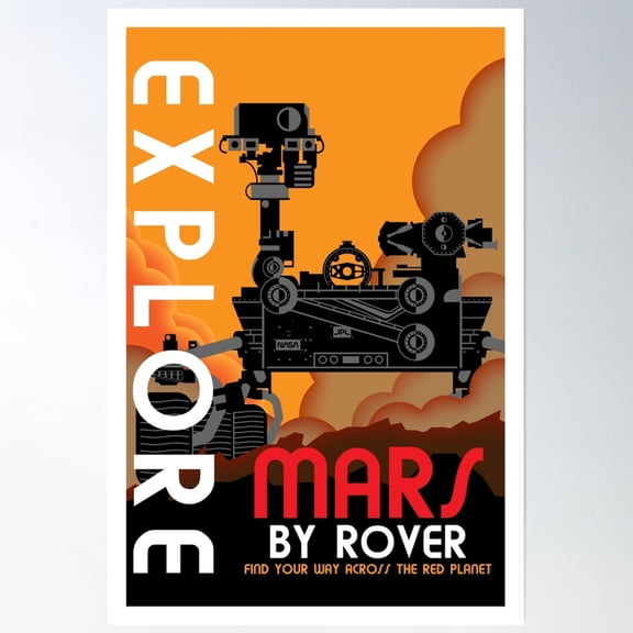 Explore Mars By Rover (Pop) Poster Wall Art, Modern Wall Decor, 12x18 UNFRAMED