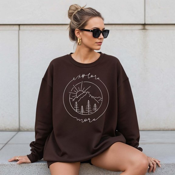 Explore More Graphic Sweatshirt: Cozy Mountain Adventure Pullover Sweatshirt All Size S-5XL