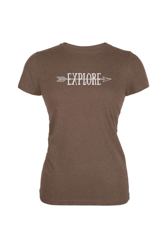 Explore Native Arrow Heather Brown Juniors Soft T-Shirt - X-Large