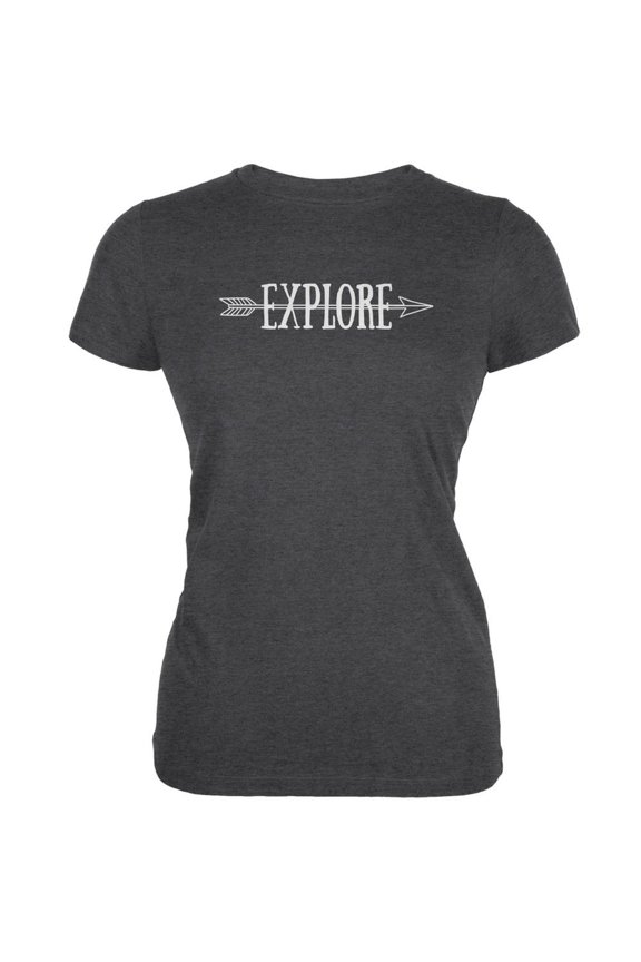 Explore Native Arrow Heather Grey Juniors Soft T-Shirt - Large