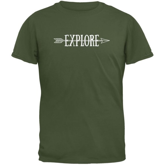 Explore Native Arrow Military Green Adult T-Shirt - Large
