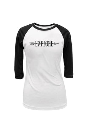 Explore Native Arrow White/Black Juniors 3/4 Sleeve Raglan T-Shirt - Small