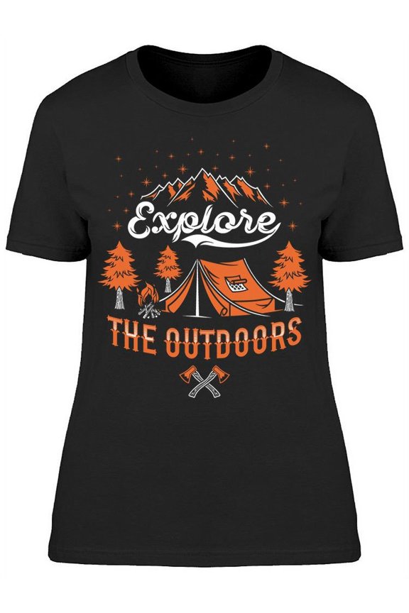 Explore Outdoors Campsite Design T-Shirt Women -Image by Shutterstock, Female Medium