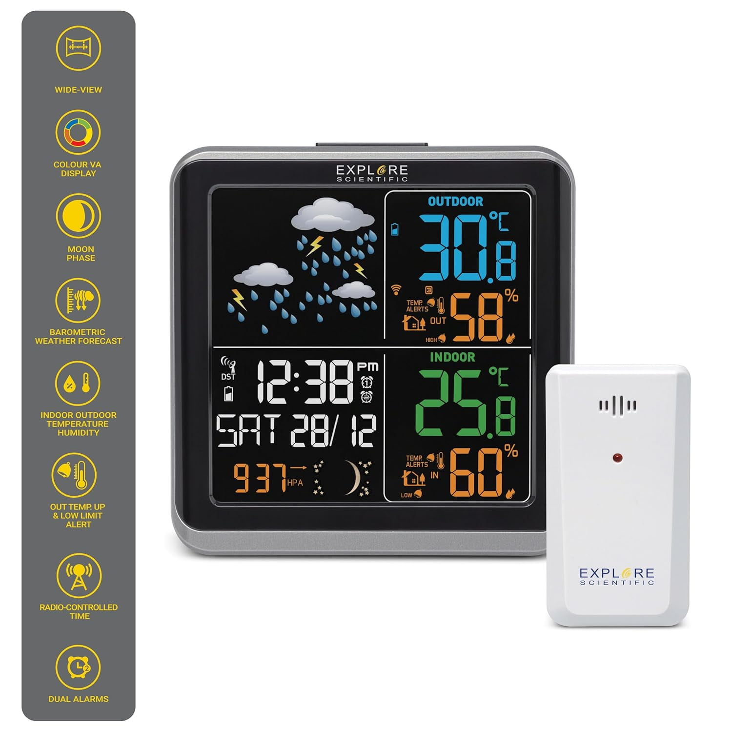 Explore Scientific Home Weather Station Radio Controlled Alarm