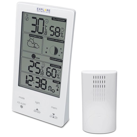 Explore Scientific Touch Key Wireless Weather Station, White