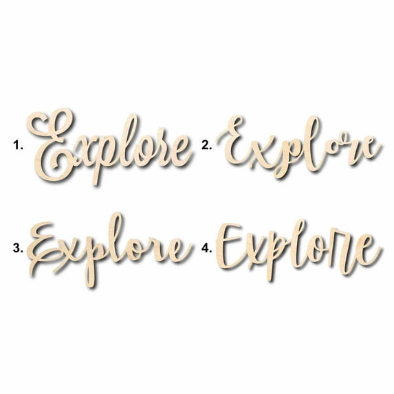 Explore Sign Unfinished Wood Cutout Home Decor DIY Option 1- 48" Wide / 1/4"