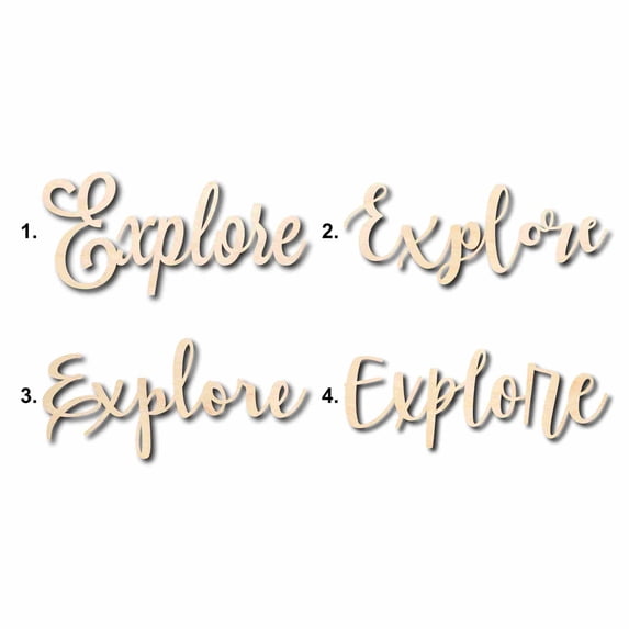 Explore Sign Unfinished Wood Cutout Home Decor DIY Option 4- 20" Wide / 1/2"